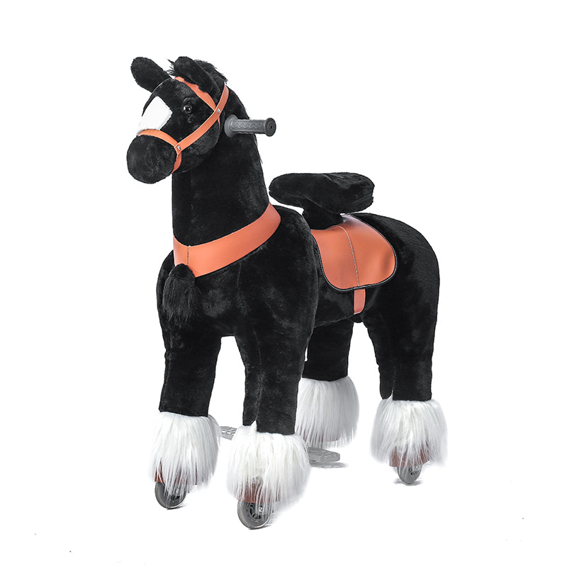 ZEROOXRIDE Large Ride-On Horse Black front three-quarter view