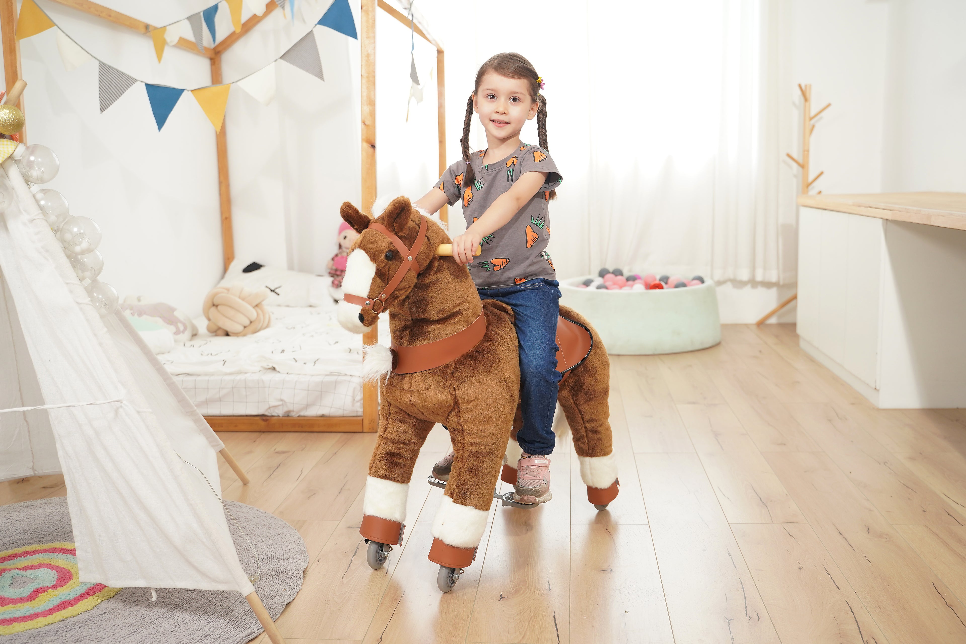 Ride on Horse Toy For 5-12 Years Kids Pony Ride Toy