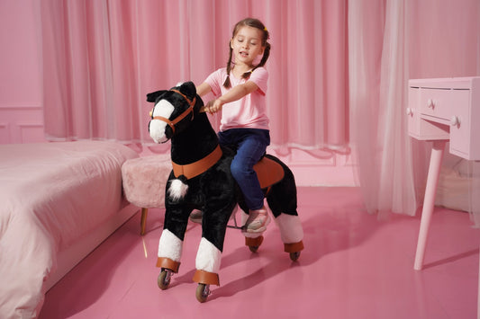 Ride on Horse Toy For 3 - 8 Years Kids Small size Pony Ride Toy（Black） - ZEROOXRIDE