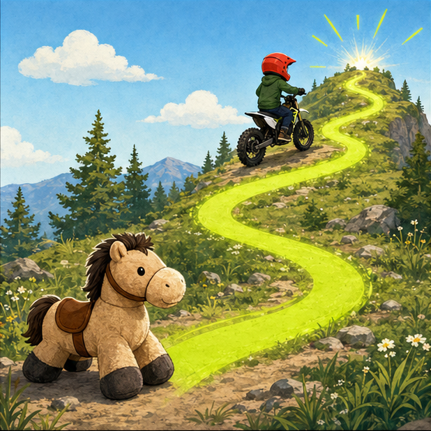 Playful illustration of the journey from active play to outdoor adventure